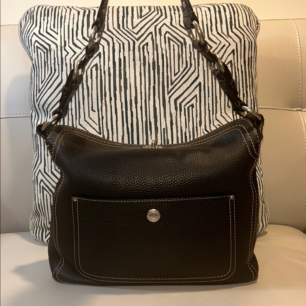 Coach Chelsea Turnlock Hobo Black Leather Shoulder Bag